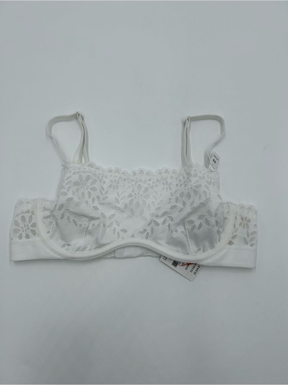 Pink Victoria's Secret White Lace Underwire Bralette XS NWT
